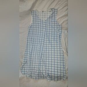 New Vintage NOS Faye Blue Plaid Sleeveless Nightgown Pajamas Pjs Size Small